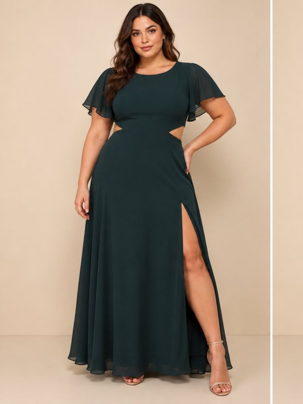 LULUS Elegant Wedding Bridesmaid Romantic Flowy Chic Flutter Sleeve Maxi Dress